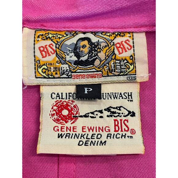 Gene Ewing BIS Pink Wrinkled Denim button up shirt 100% Cotton SM VTG - Picture 3 of 10
